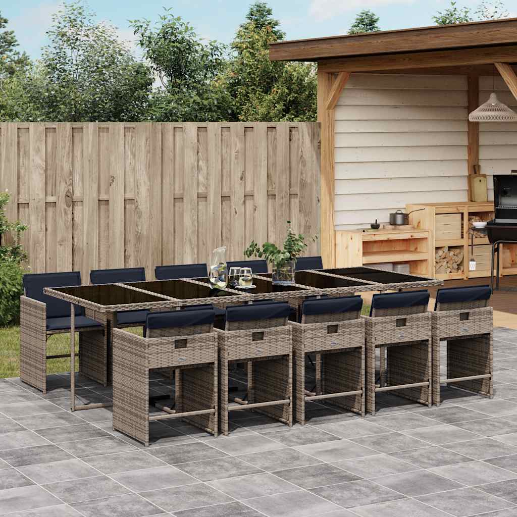 vidaXL 5-delige tuinset met kussens, grijs polyrotan