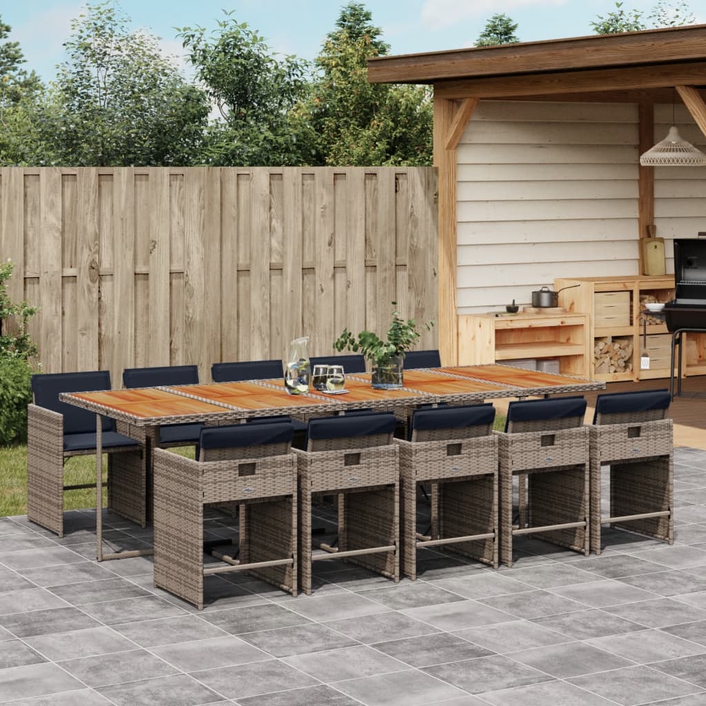 vidaXL 5-delige tuinset met kussens, grijs polyrotan