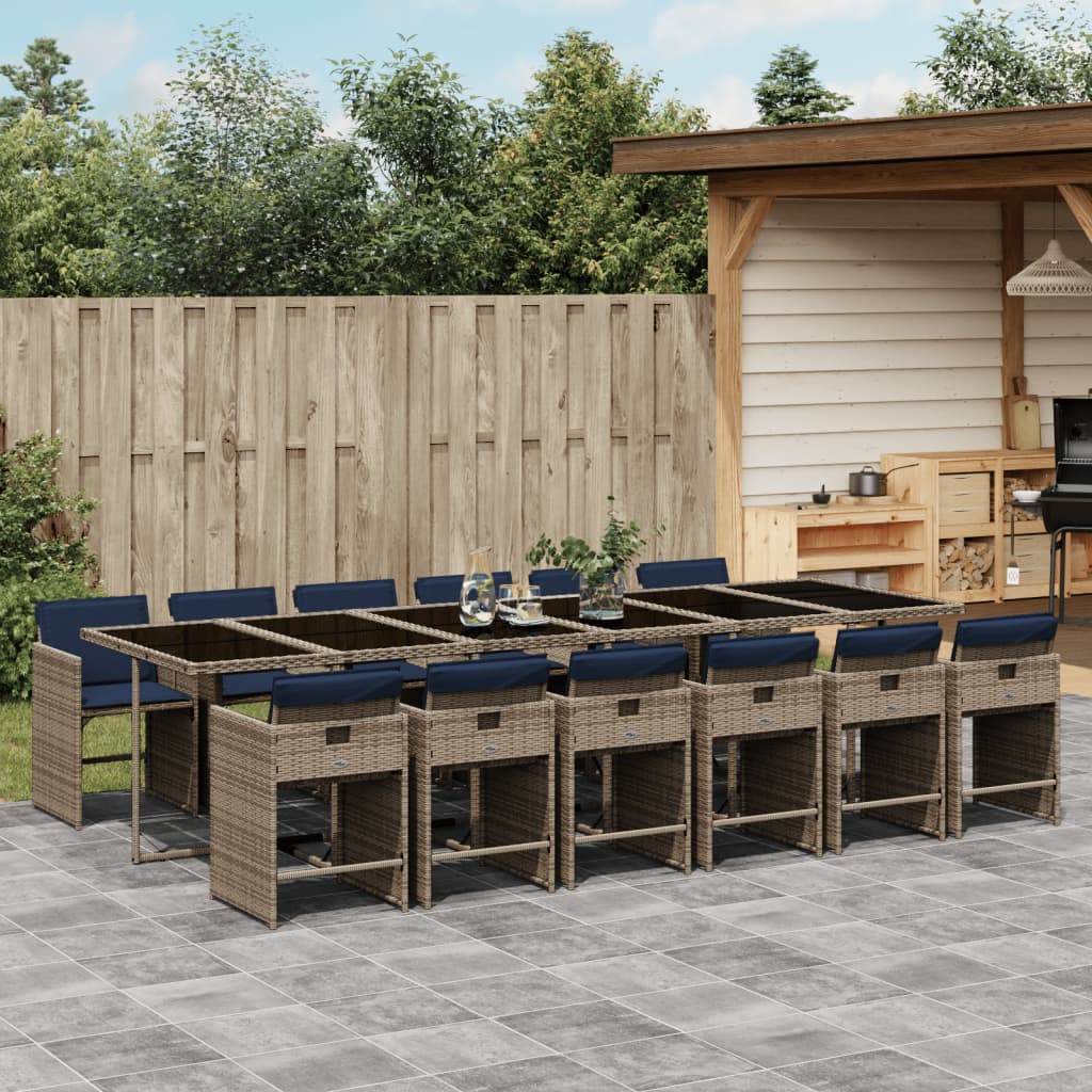 vidaXL 5-delige tuinset met kussens, grijs polyrotan