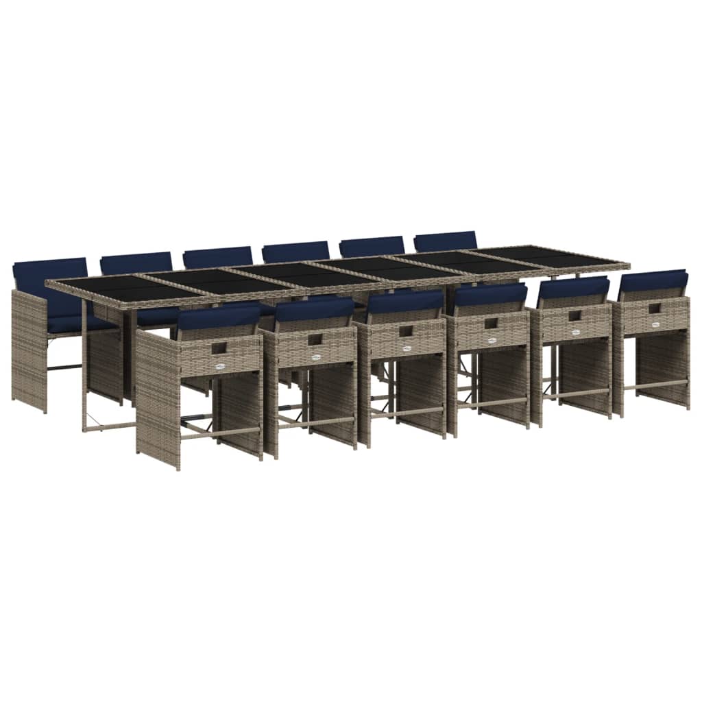vidaXL 5-delige tuinset met kussens, grijs polyrotan