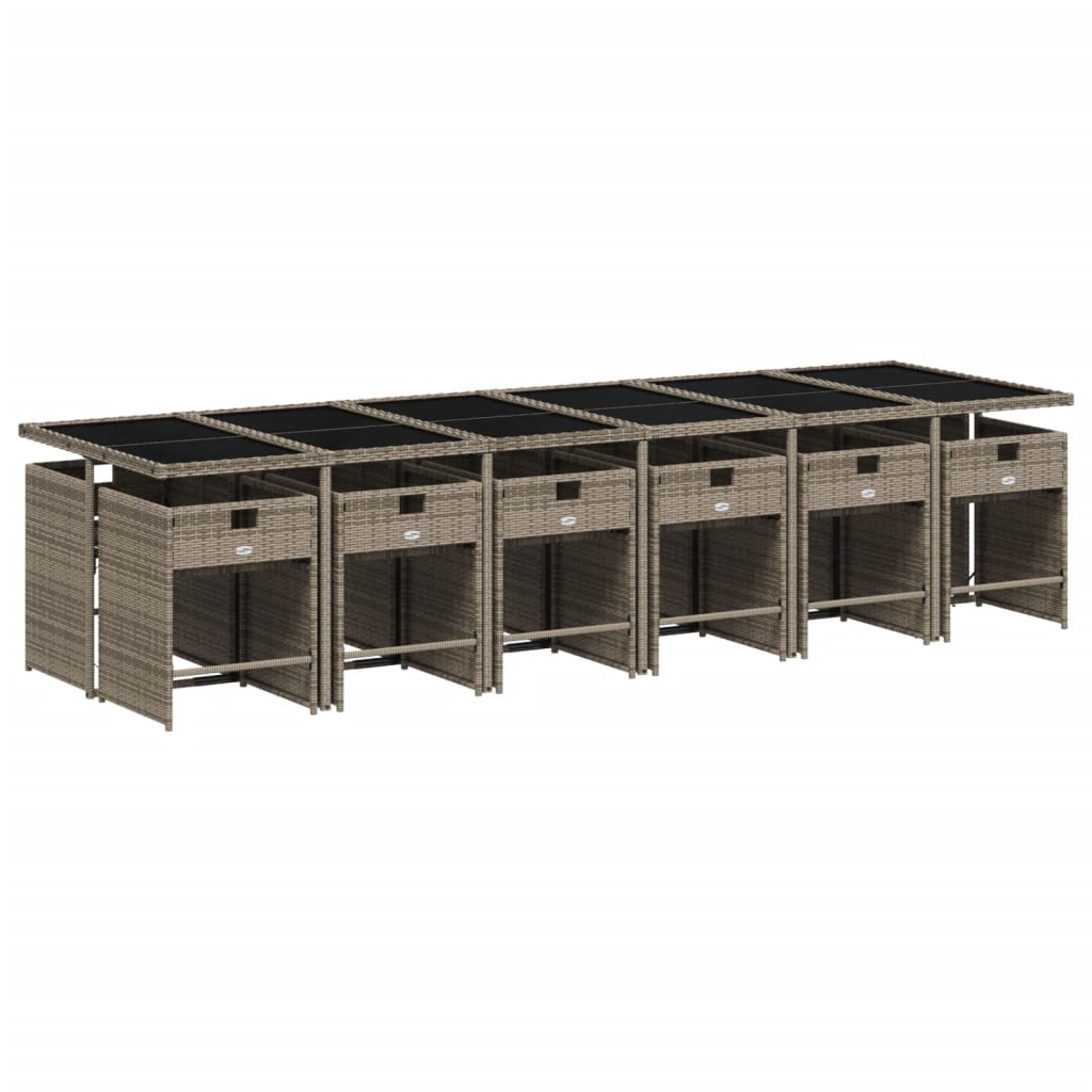 vidaXL 5-delige tuinset met kussens, grijs polyrotan
