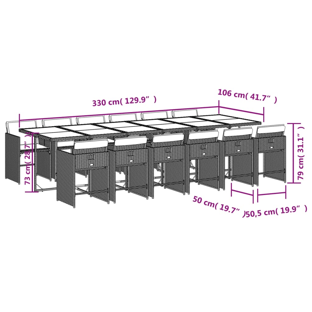vidaXL 5-delige tuinset met kussens, grijs polyrotan