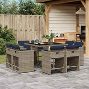 vidaXL 9-delige tuinset met kussens, grijs polyrotan