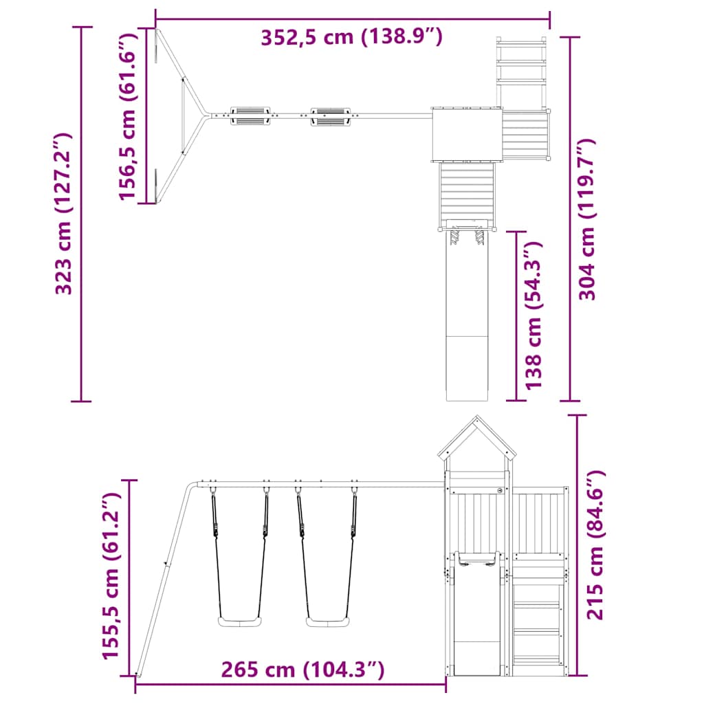 vidaXL Speelhuis massief grenenhout