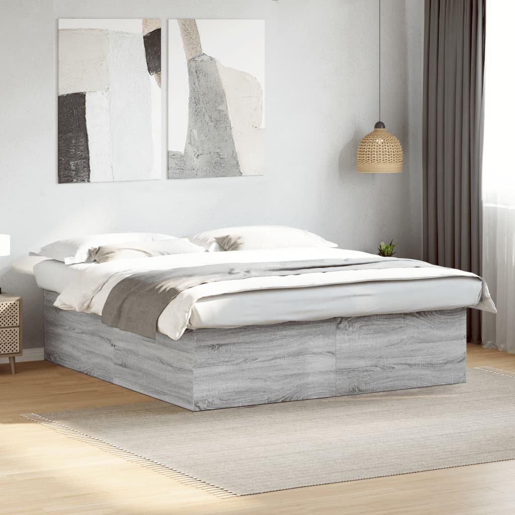 vidaXL Bedframe bewerkt hout grijs sonoma eikenkleurig 160x200 cm