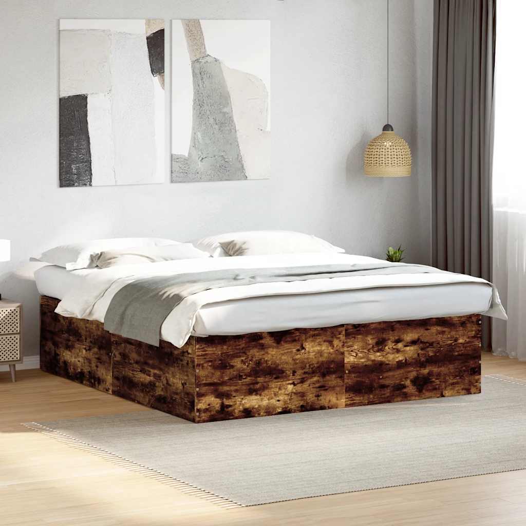 vidaXL Bedframe bewerkt hout grijs sonoma eikenkleurig 160x200 cm