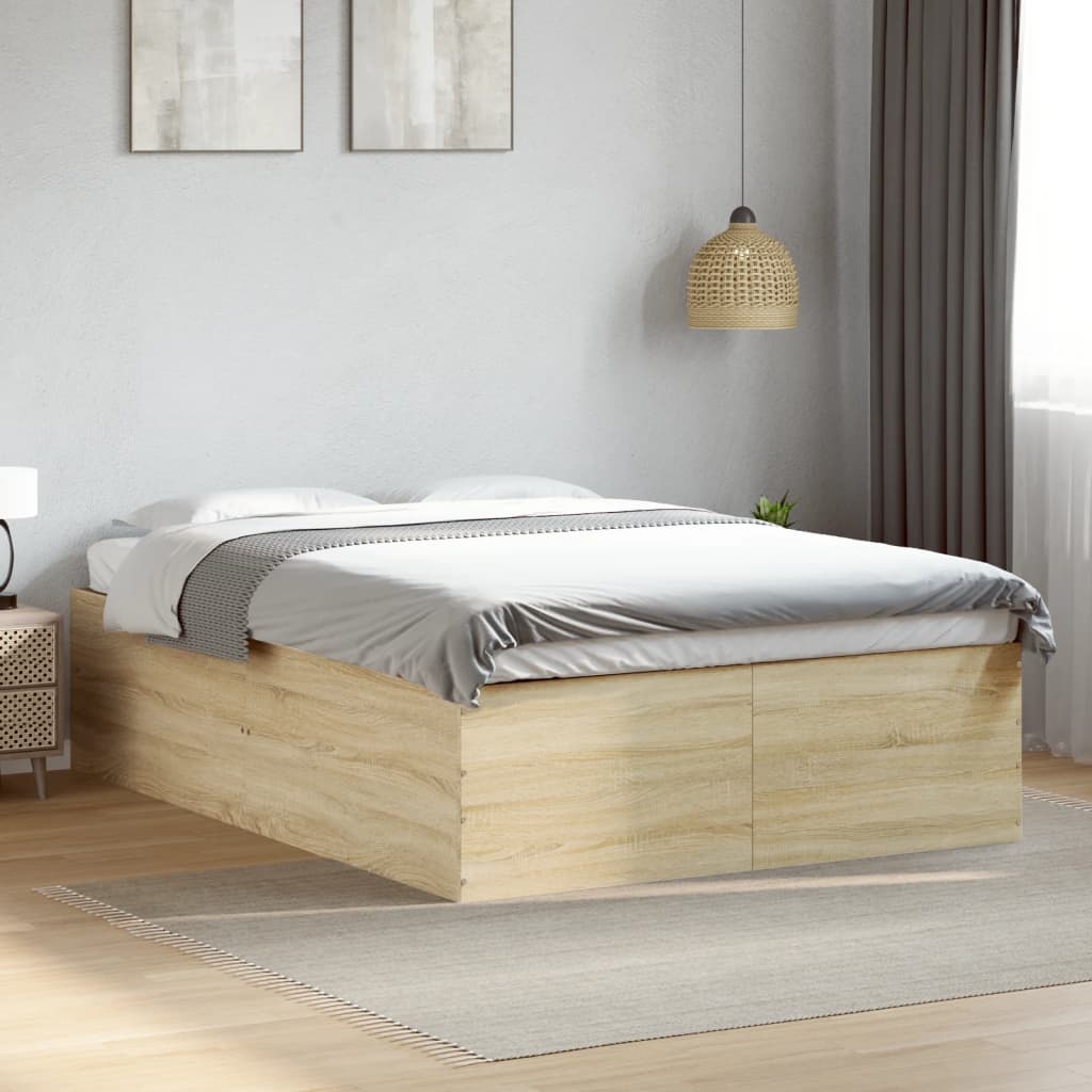 vidaXL Bedframe bewerkt hout grijs sonoma eikenkleurig 160x200 cm
