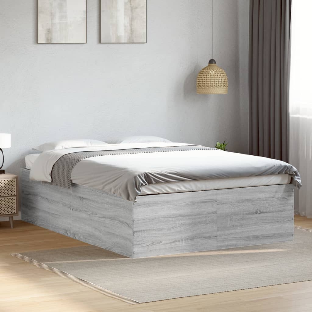 vidaXL Bedframe bewerkt hout grijs sonoma eikenkleurig 160x200 cm