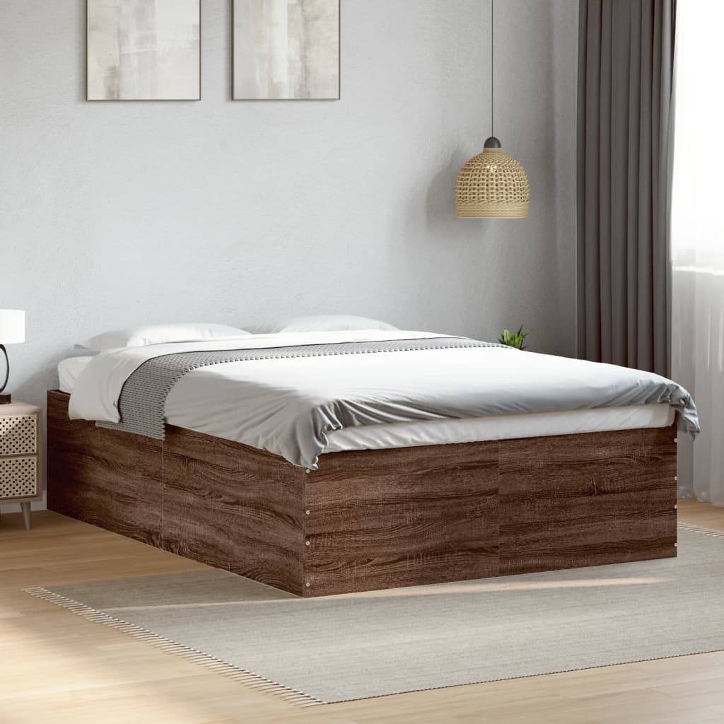 vidaXL Bedframe bewerkt hout grijs sonoma eikenkleurig 160x200 cm