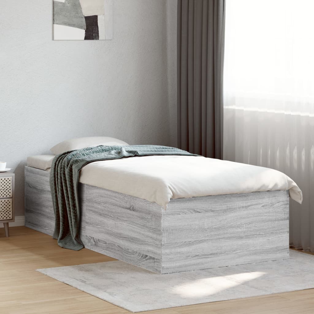 vidaXL Bedframe bewerkt hout grijs sonoma eikenkleurig 160x200 cm