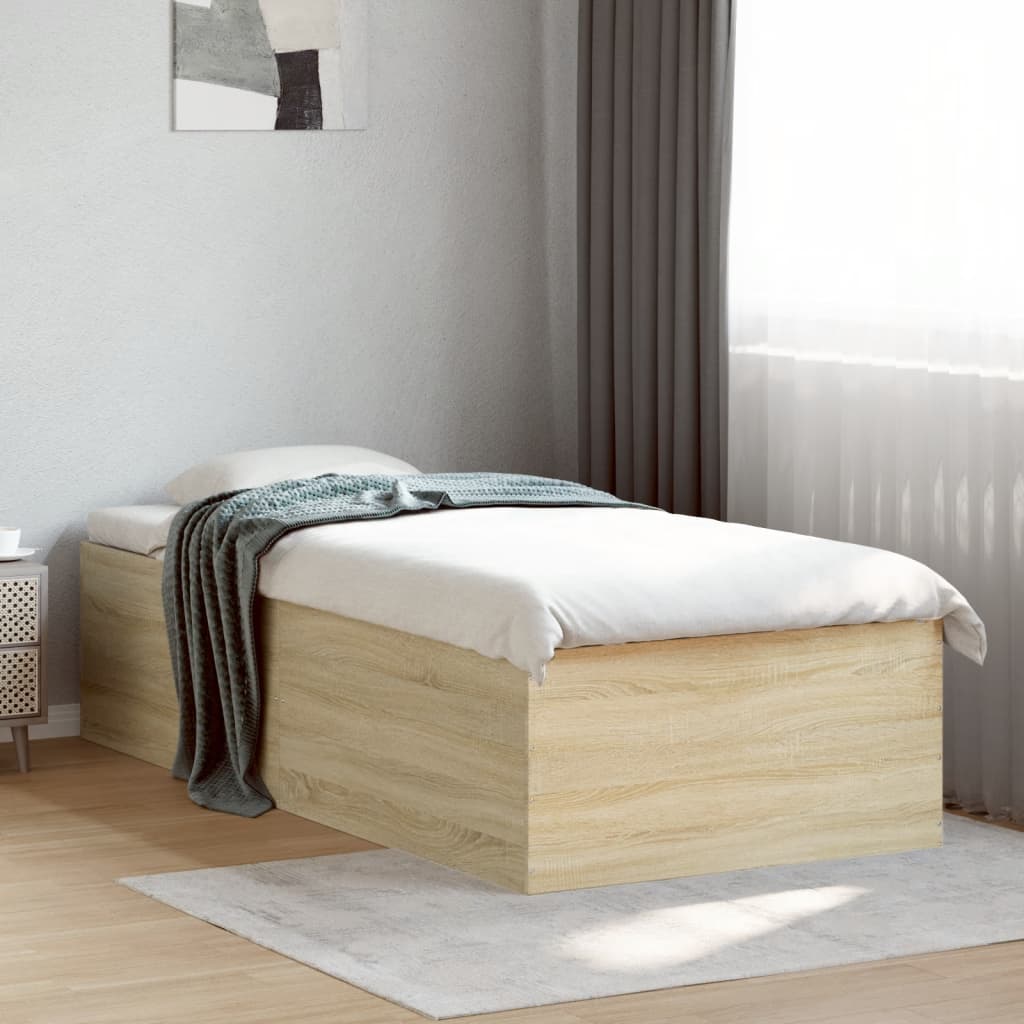 vidaXL Bedframe bewerkt hout grijs sonoma eikenkleurig 160x200 cm