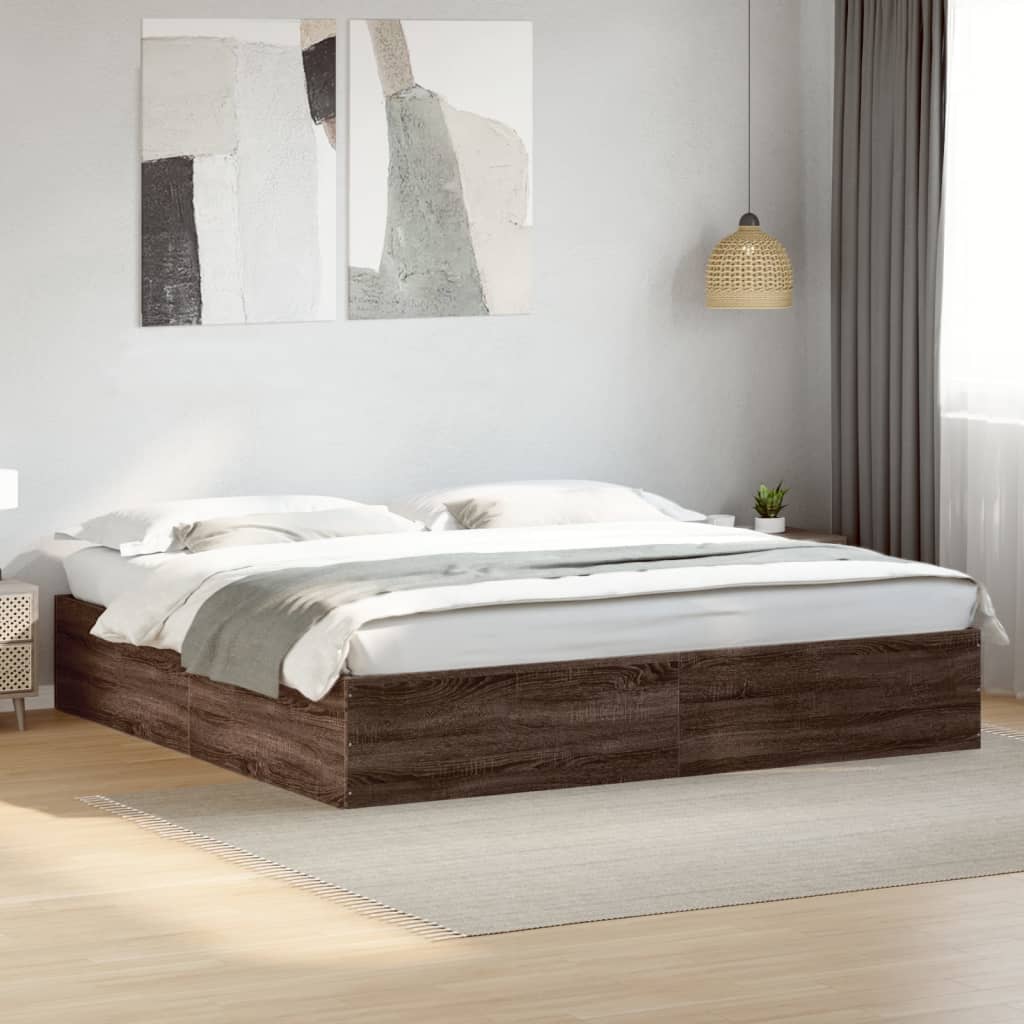 vidaXL Bedframe bewerkt hout grijs sonoma eikenkleurig 160x200 cm