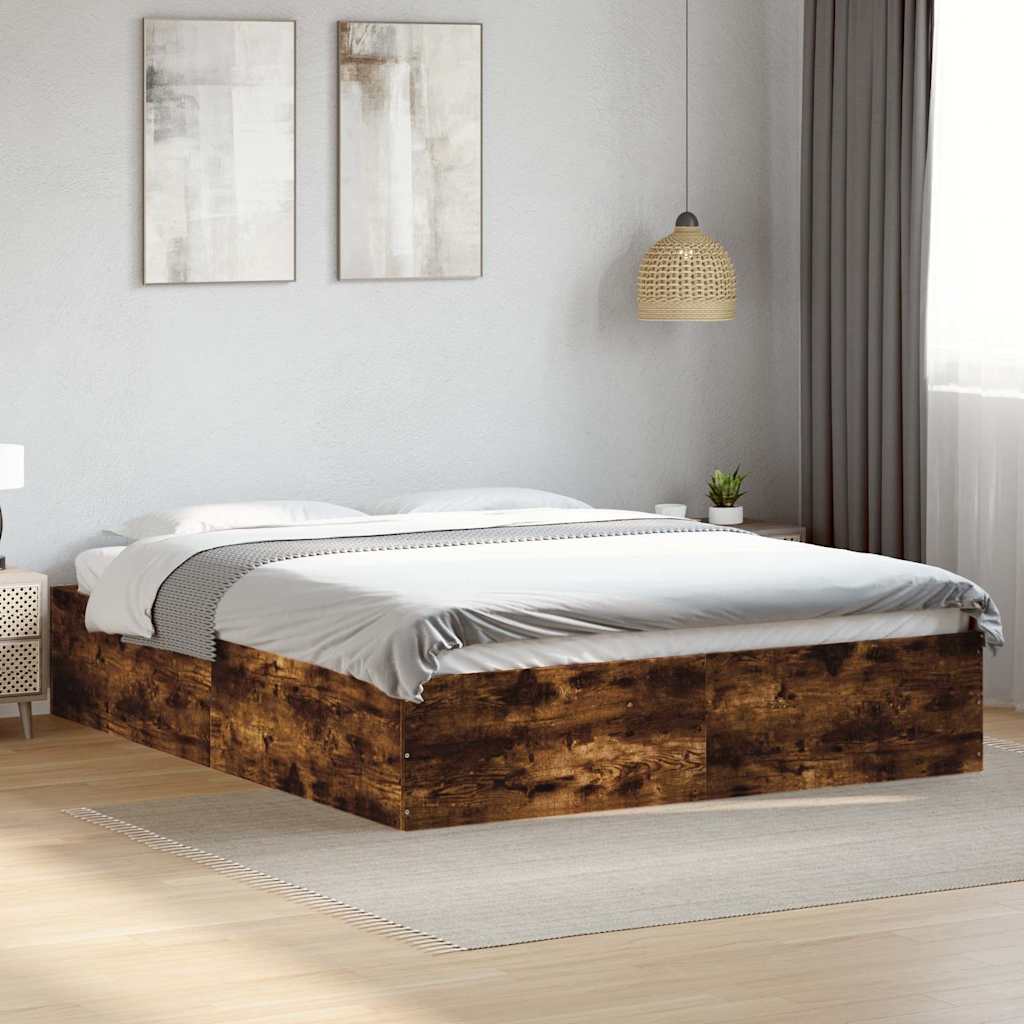 vidaXL Bedframe bewerkt hout grijs sonoma eikenkleurig 160x200 cm