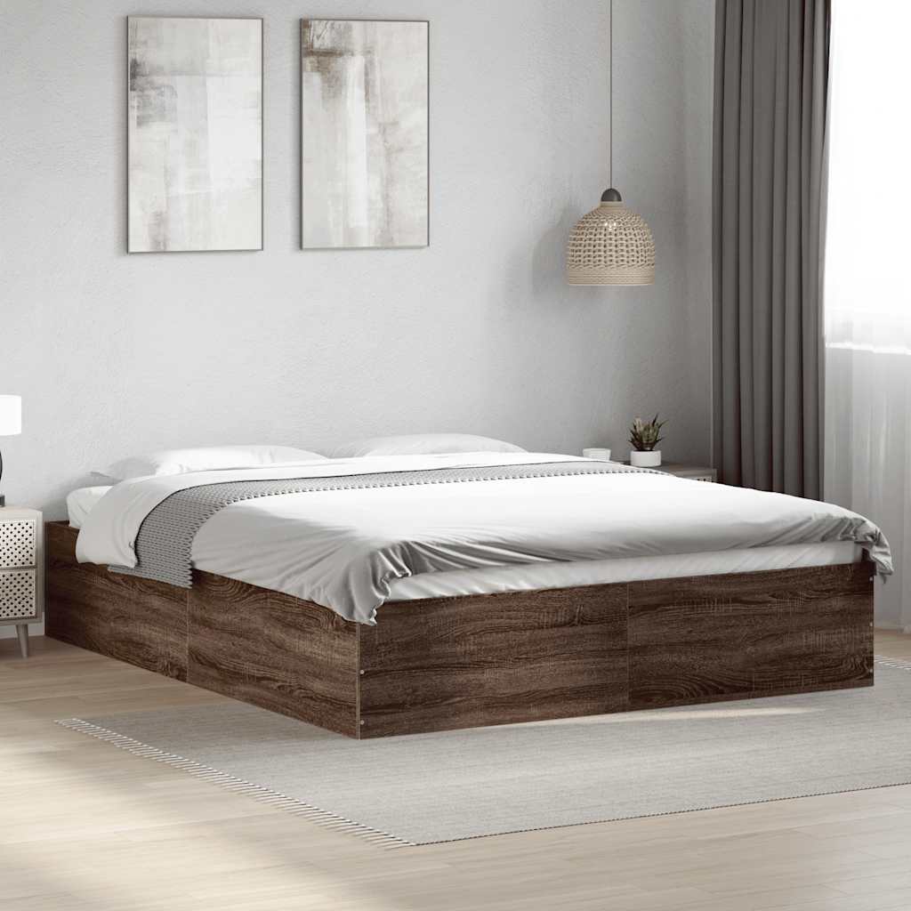 vidaXL Bedframe bewerkt hout grijs sonoma eikenkleurig 160x200 cm