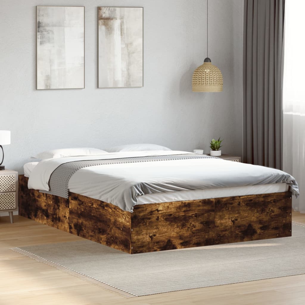 vidaXL Bedframe bewerkt hout grijs sonoma eikenkleurig 160x200 cm