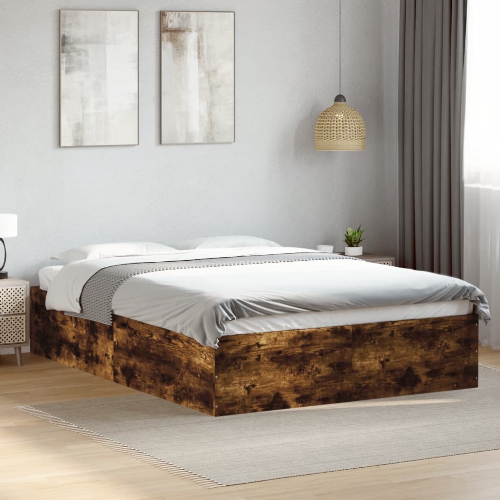 vidaXL Bedframe bewerkt hout grijs sonoma eikenkleurig 160x200 cm