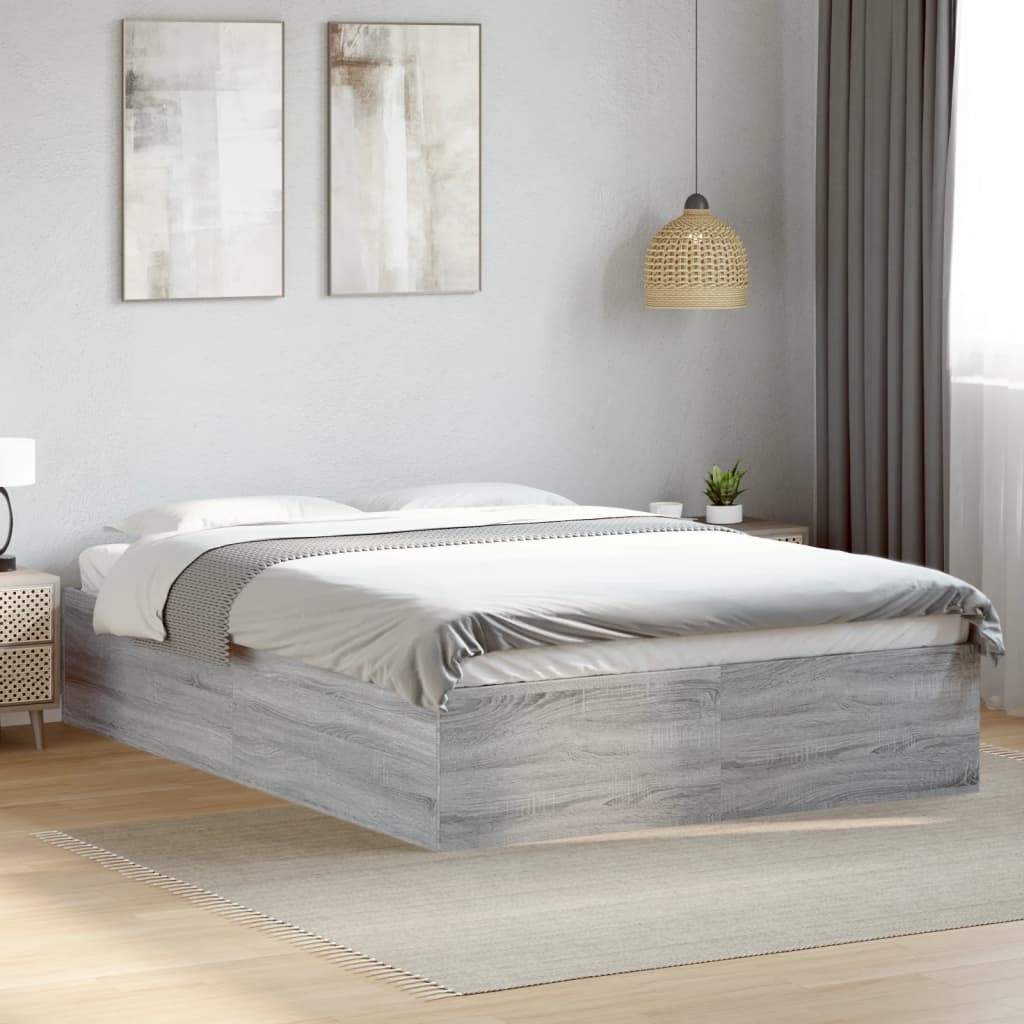 vidaXL Bedframe bewerkt hout grijs sonoma eikenkleurig 160x200 cm