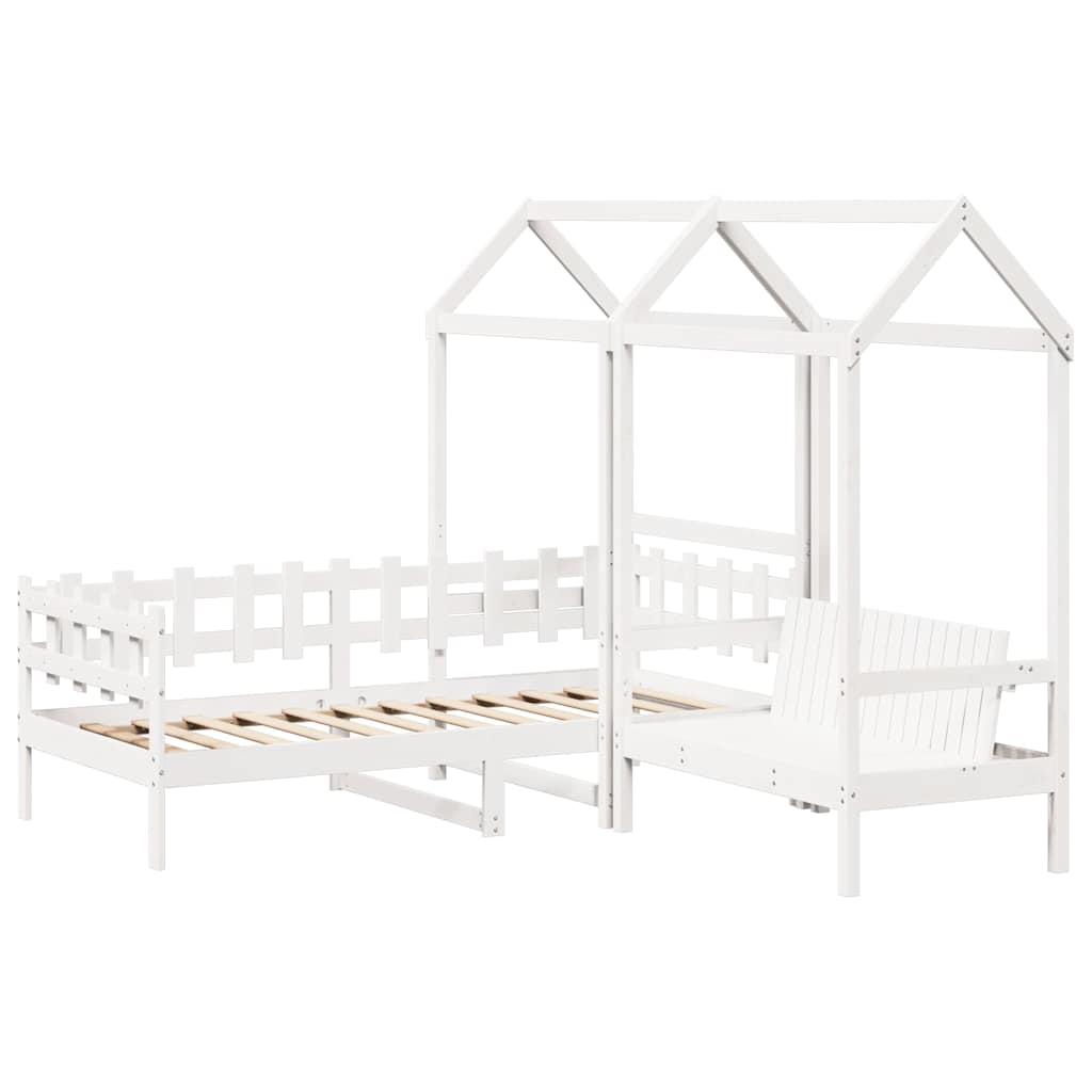 vidaXL Kinderbed met huisje en bankje massief grenenhout 90x200 cm