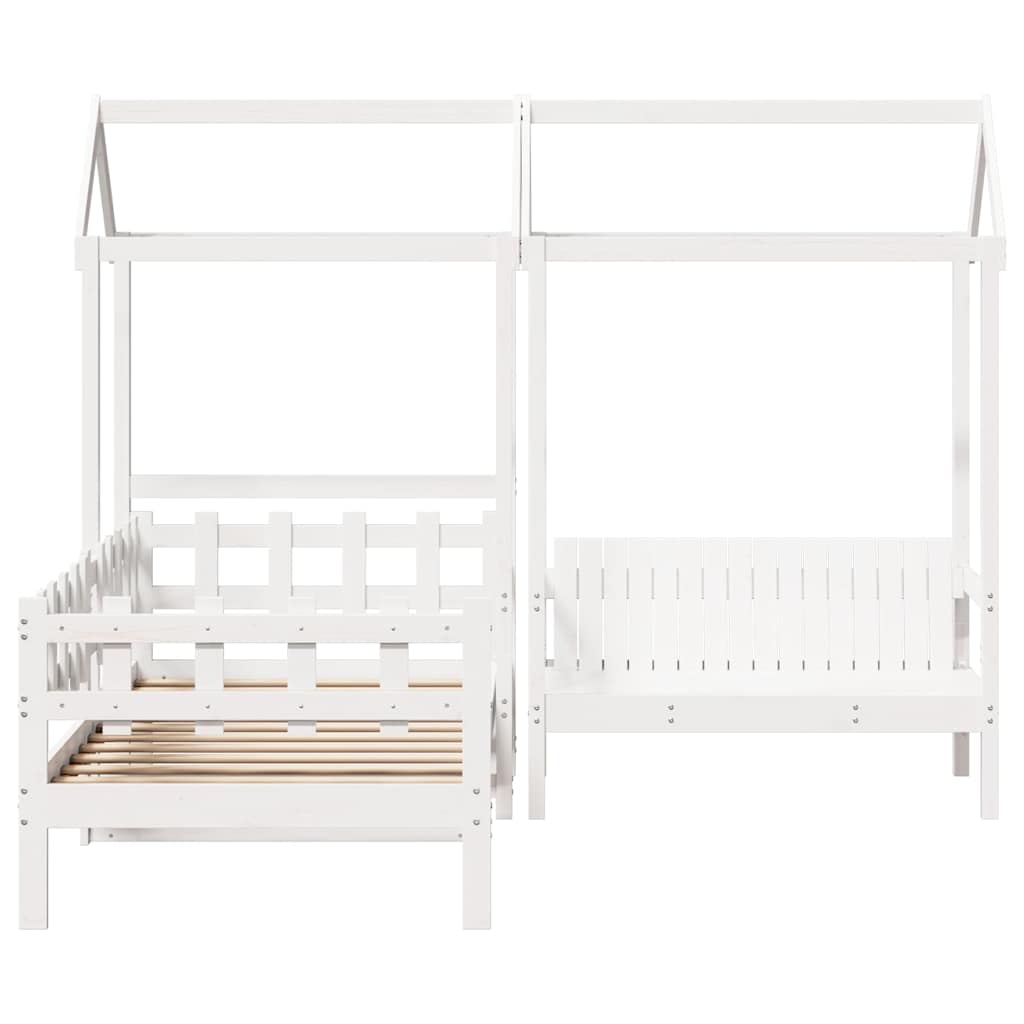 vidaXL Kinderbed met huisje en bankje massief grenenhout 90x200 cm