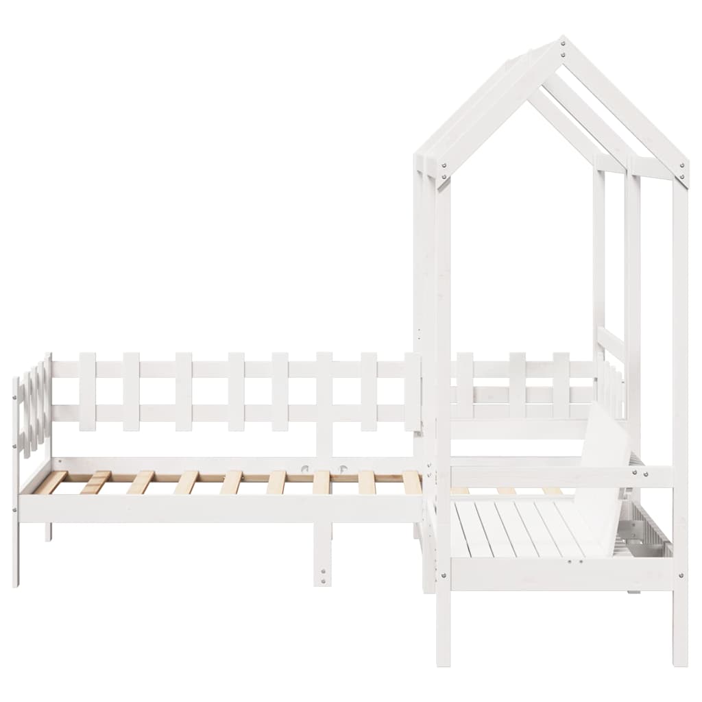 vidaXL Kinderbed met huisje en bankje massief grenenhout 90x200 cm