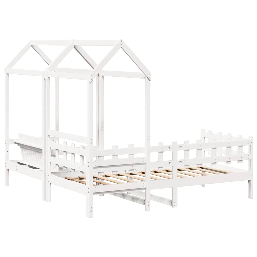 vidaXL Kinderbed met huisje en bankje massief grenenhout 90x200 cm