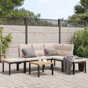 vidaXL 4-Piece Lounge Set with Cushions Powder-Coated Steel Black