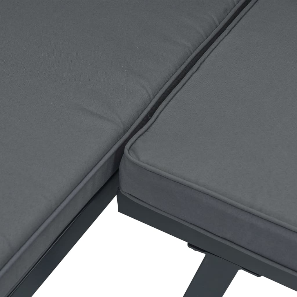 vidaXL 3-delige Loungeset met kussens aluminium zwart