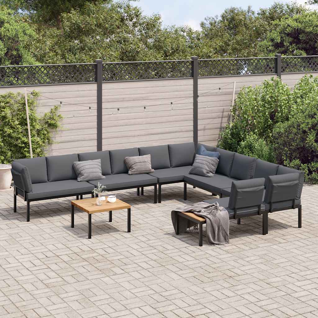 vidaXL 7-Piece Lounge Set with Cushions Aluminum Black