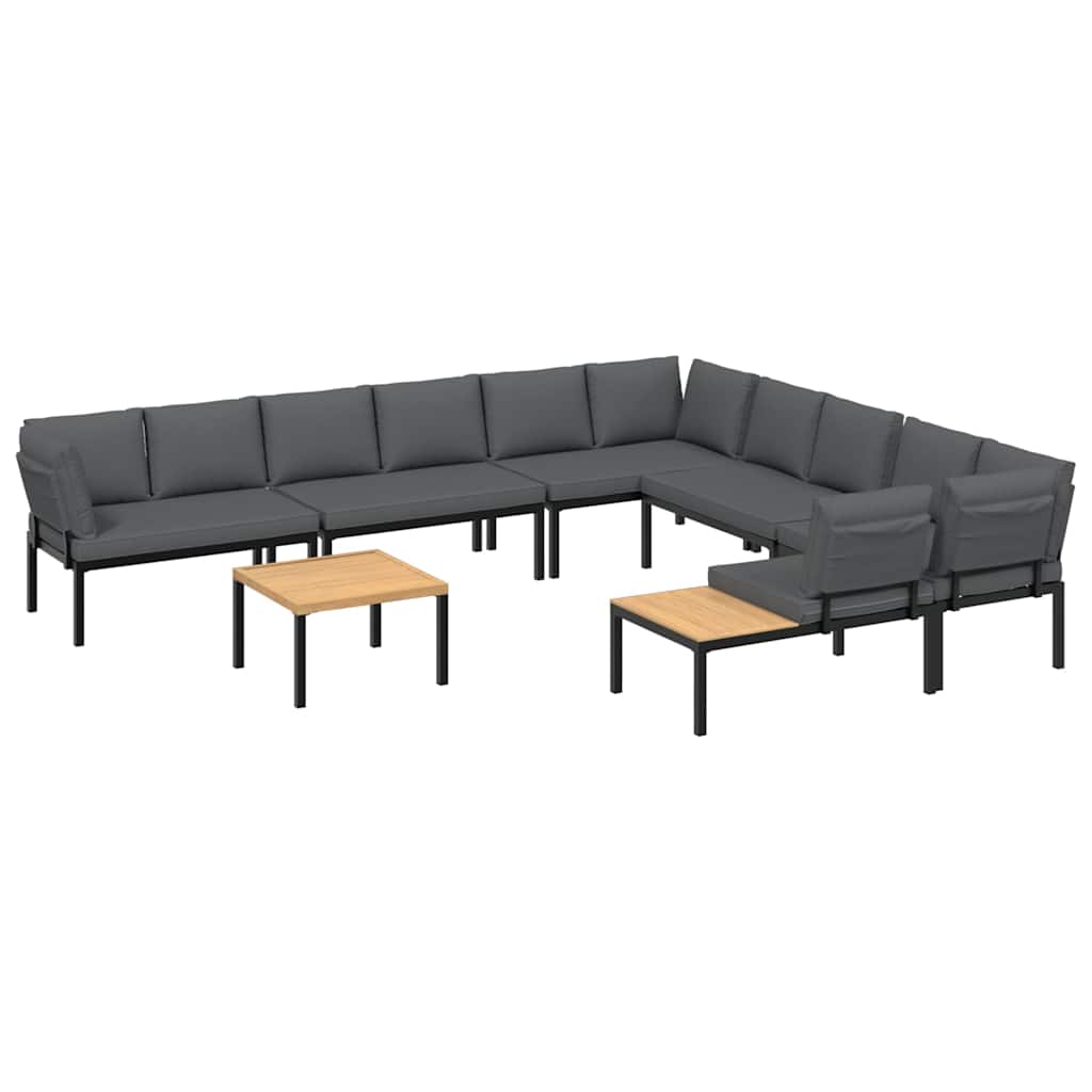vidaXL 7-Piece Lounge Set with Cushions Aluminum Black