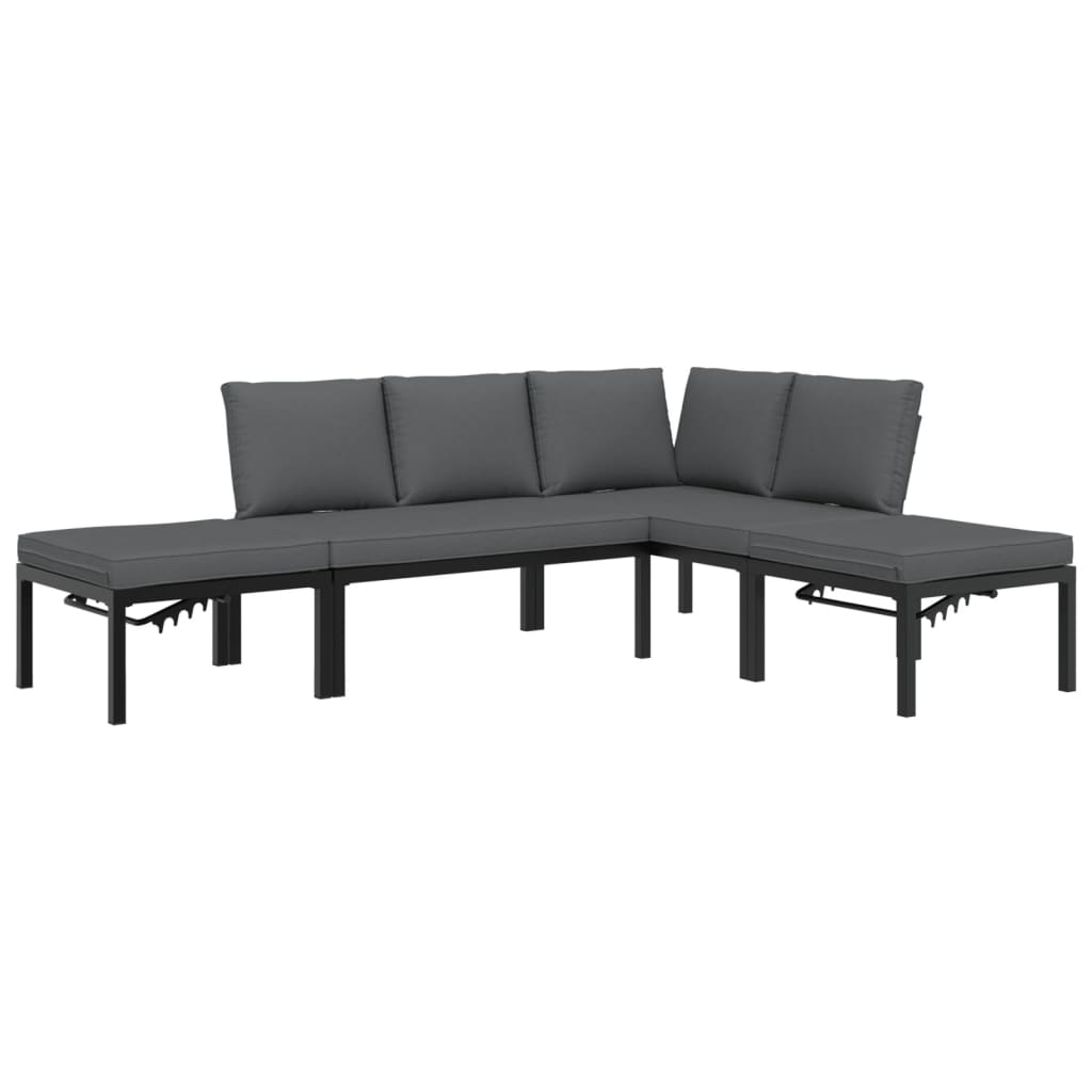 vidaXL 5-piece Lounge Set with Cushions Aluminium Black