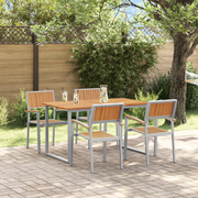 vidaXL 5-delige tuin dining set grijs staal en massief acacia hout