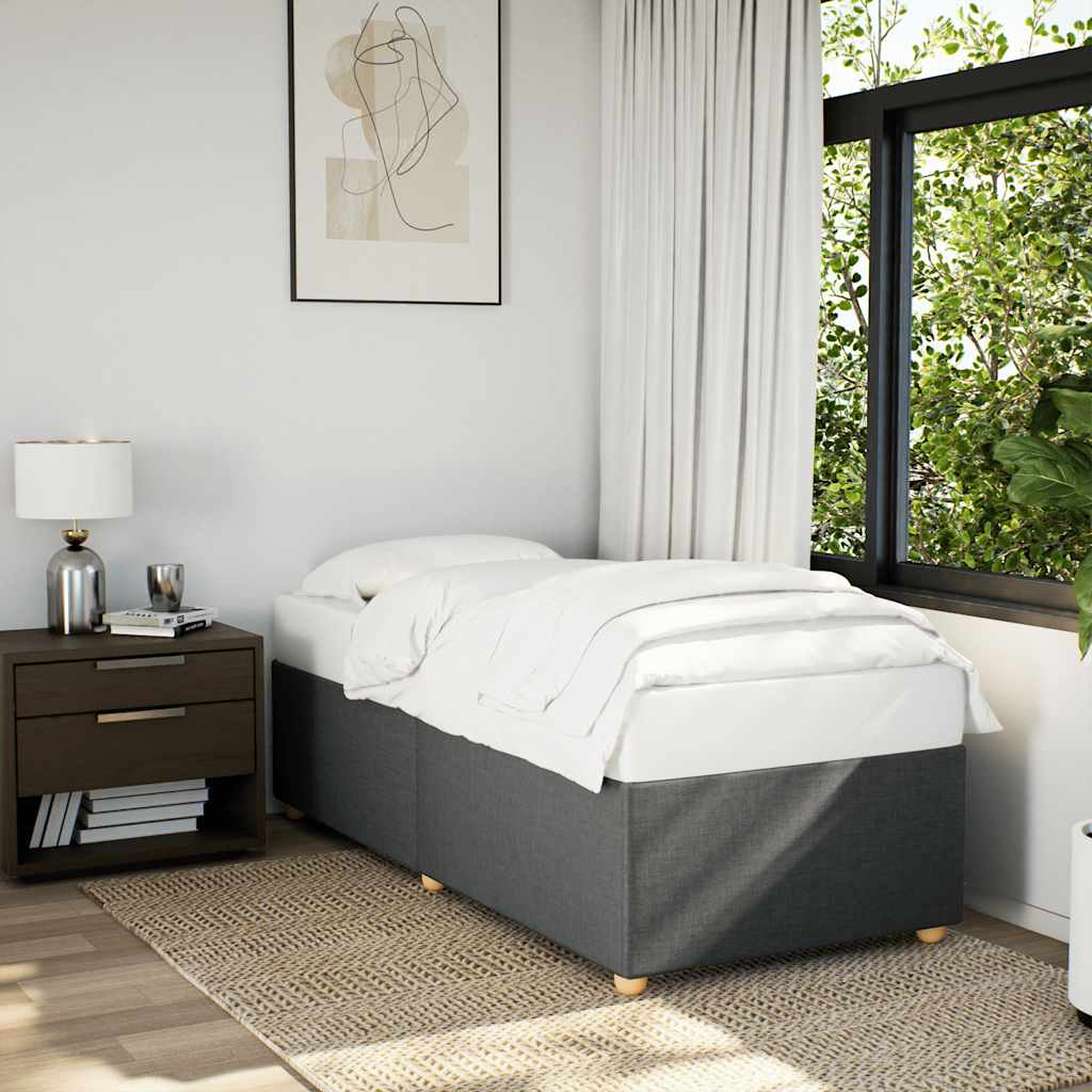 vidaXL Bedframe zonder matras, donkergrijs, eenpersoonsstof