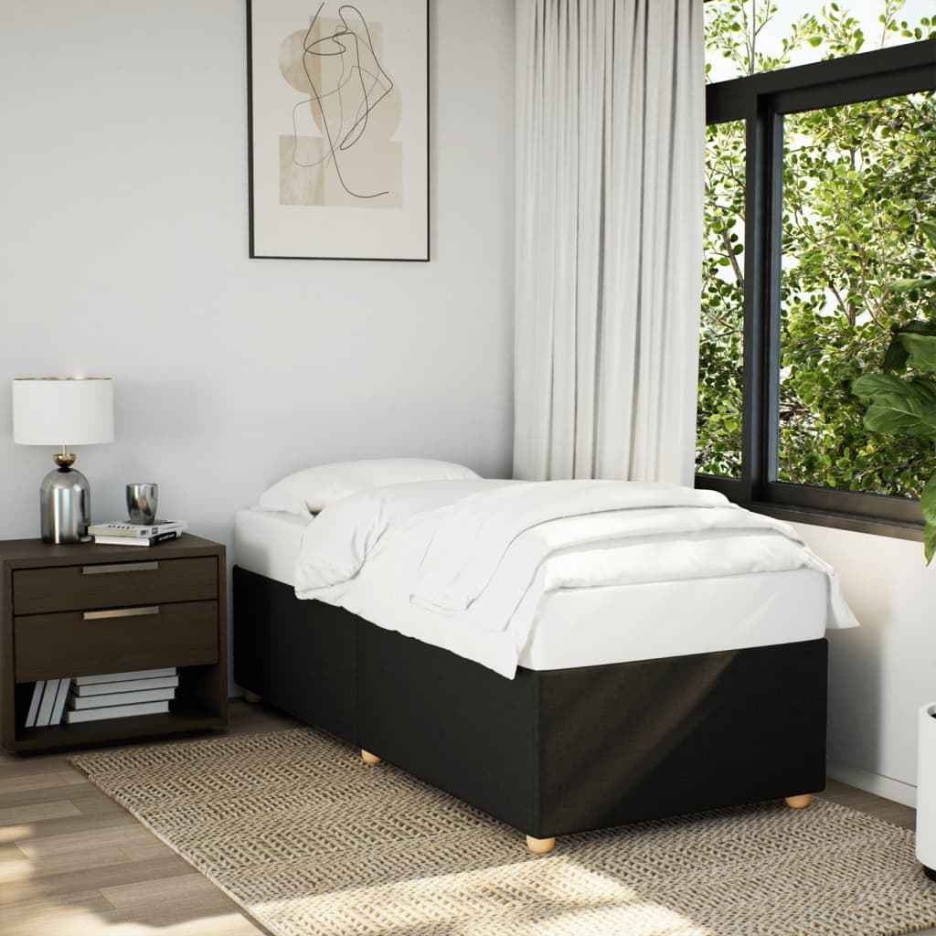 vidaXL Bedframe zonder matras, donkergrijs, eenpersoonsstof