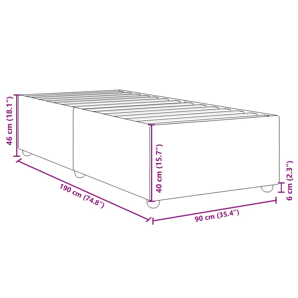 vidaXL Bedframe zonder matras, donkergrijs, eenpersoonsstof