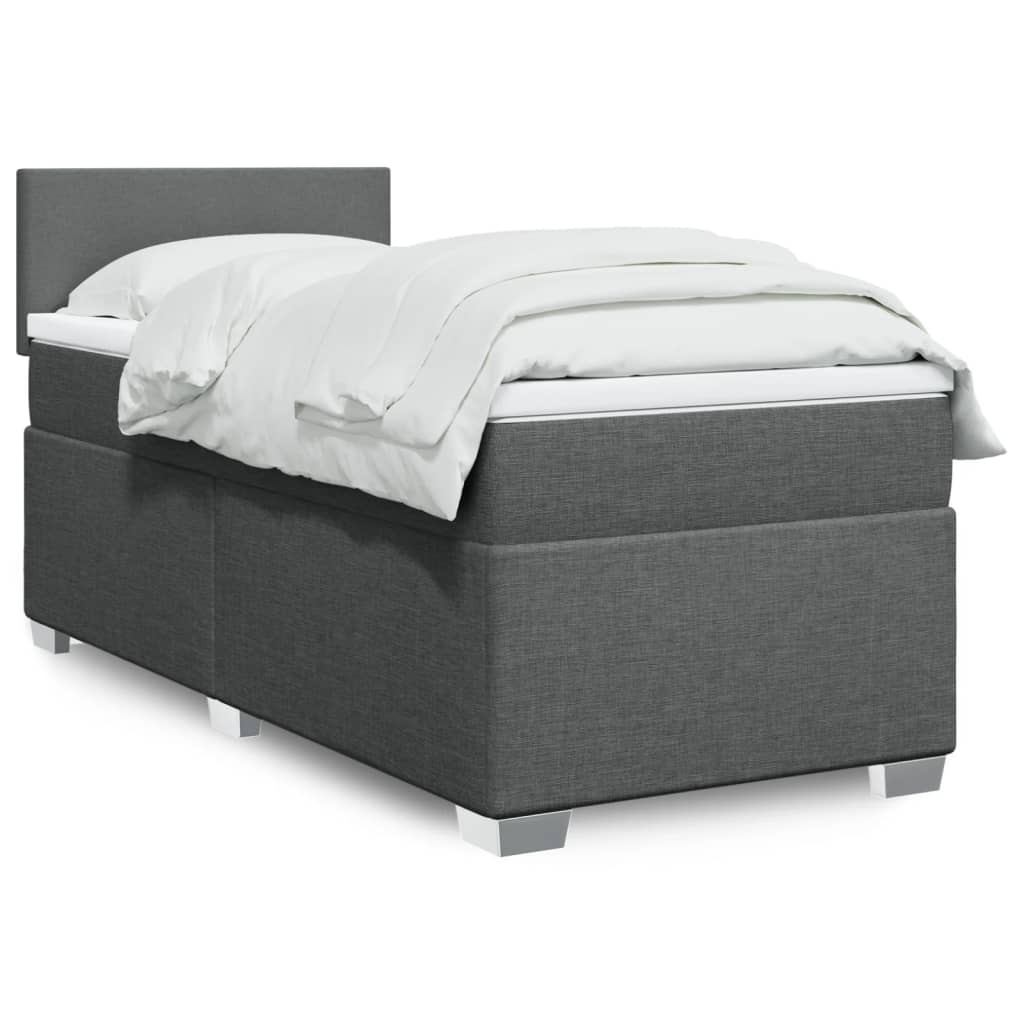 vidaXL Boxspring met matras stof lichtgrijs 90x200 cm