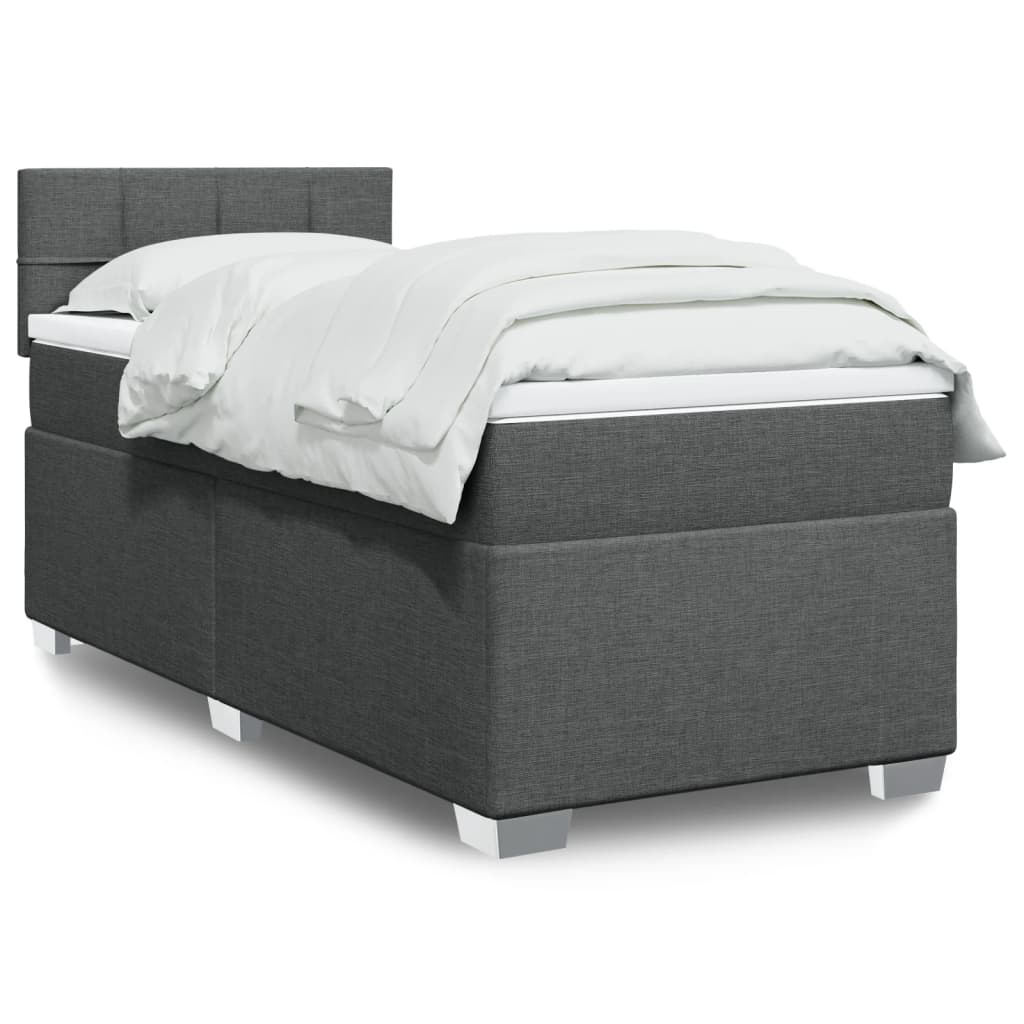 vidaXL Boxspring met matras stof lichtgrijs 90x200 cm