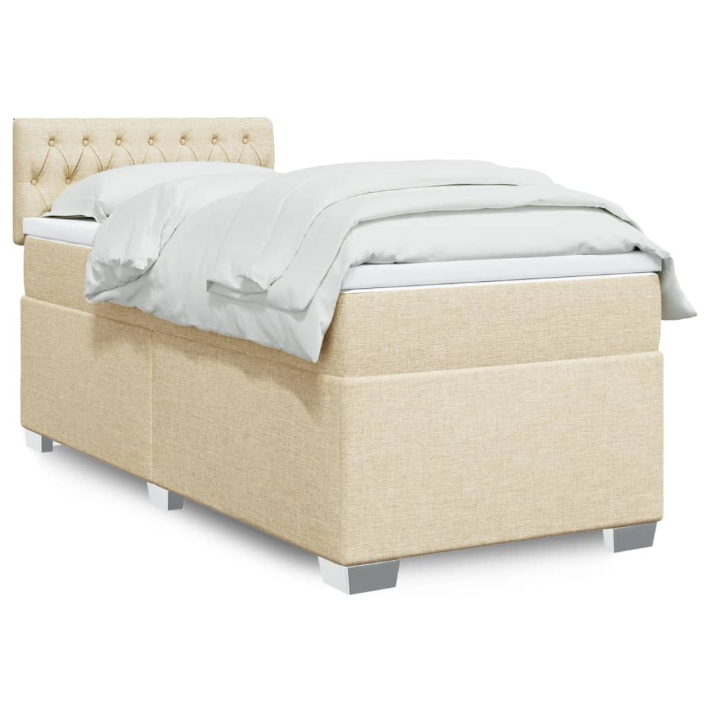 vidaXL Boxspring met matras stof lichtgrijs 90x200 cm