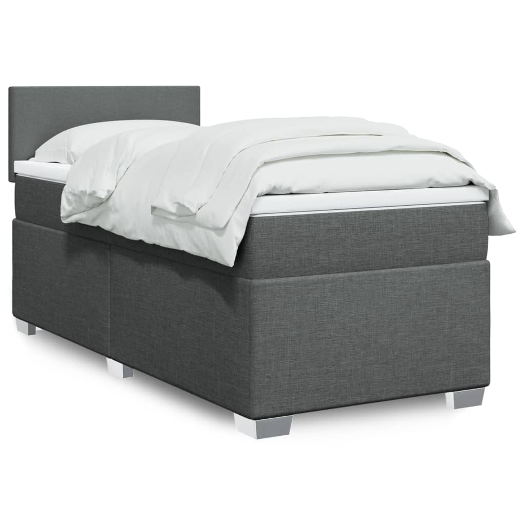 vidaXL Boxspring met matras stof lichtgrijs 90x200 cm