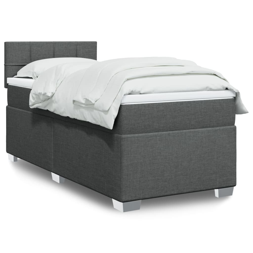 vidaXL Boxspring met matras stof lichtgrijs 90x200 cm