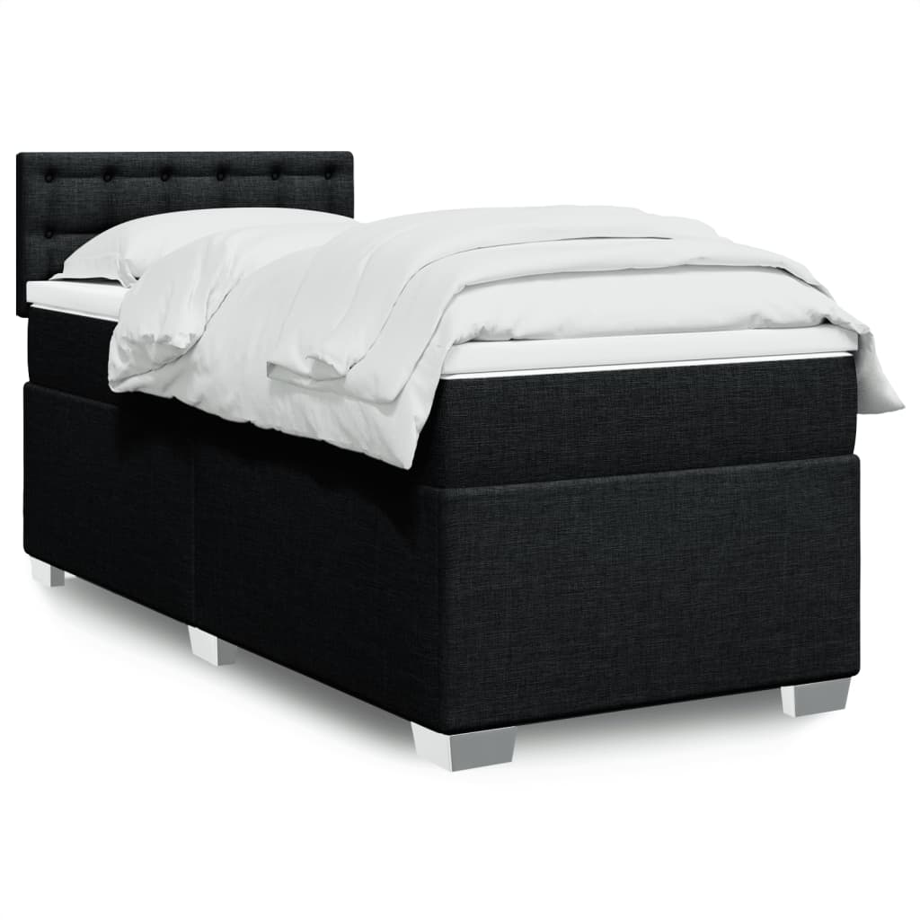vidaXL Boxspring met matras stof lichtgrijs 90x200 cm