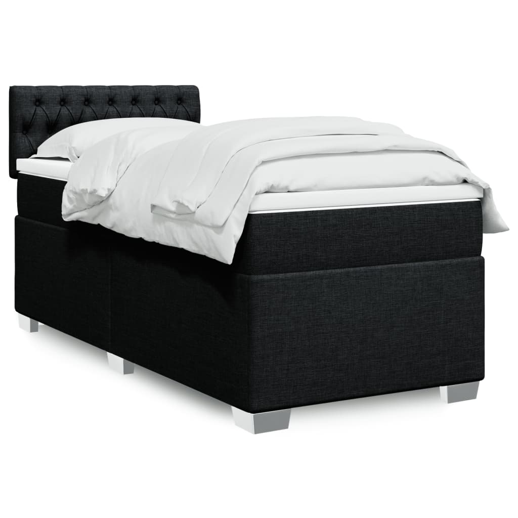 vidaXL Boxspring met matras stof lichtgrijs 90x200 cm