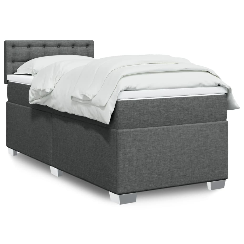 vidaXL Boxspring met matras stof lichtgrijs 90x200 cm