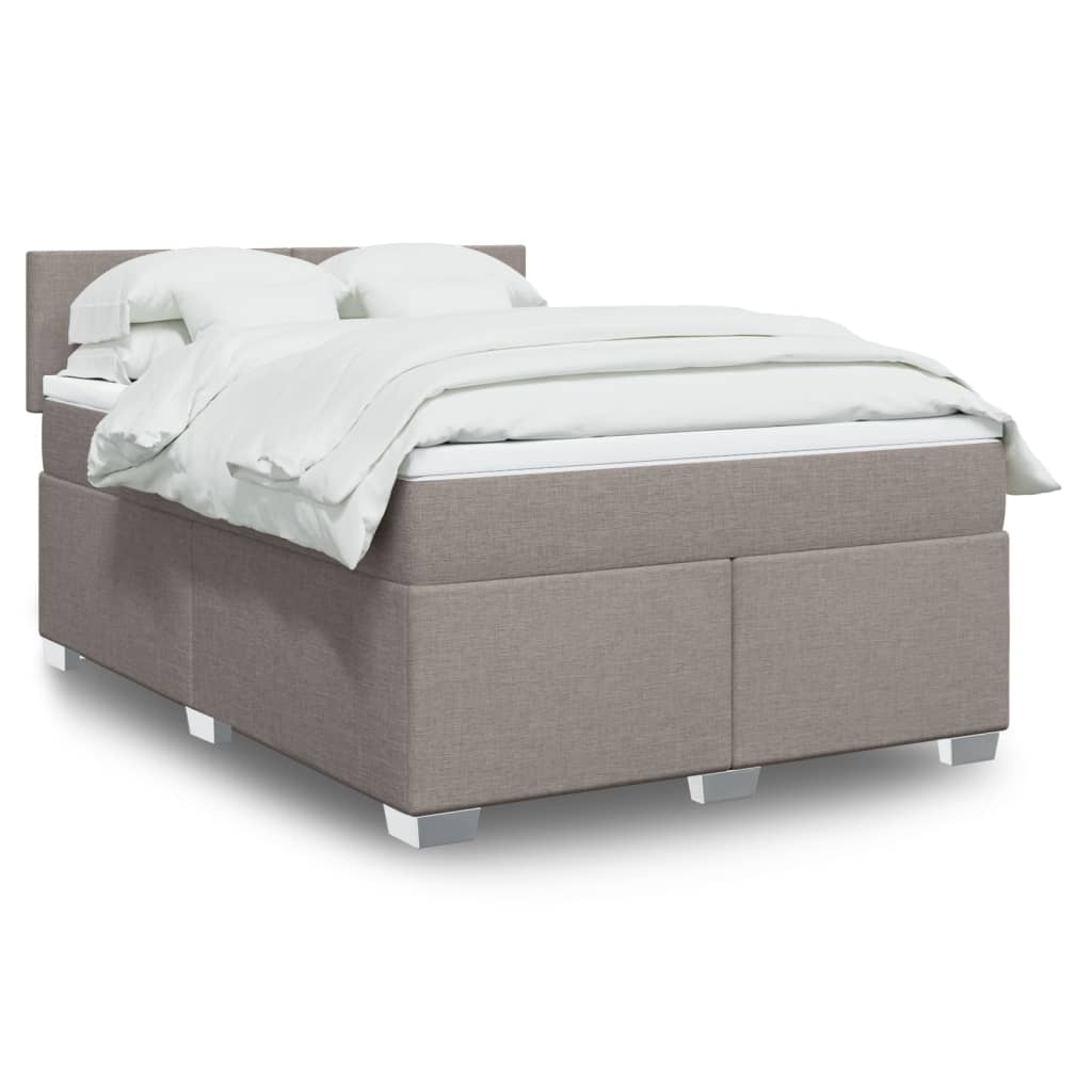 vidaXL Boxspring met matras stof lichtgrijs 90x200 cm