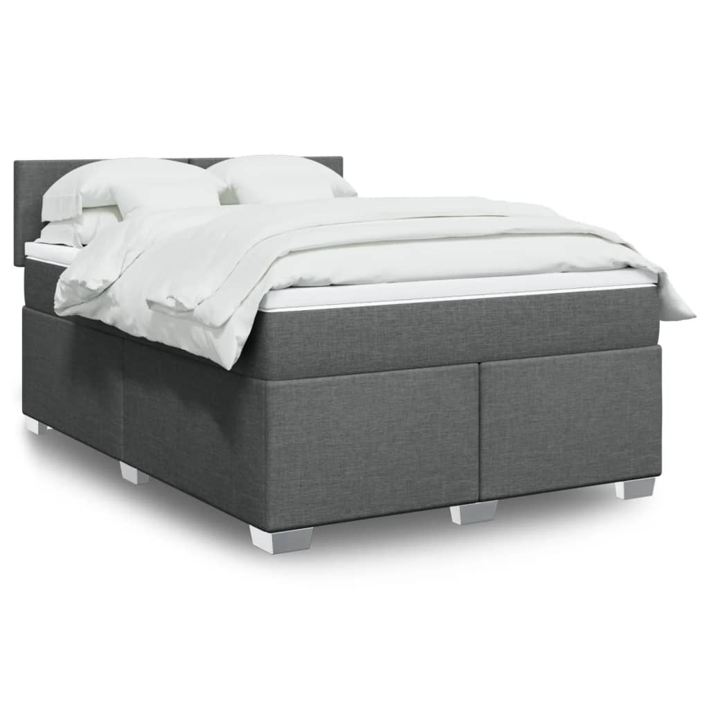 vidaXL Boxspring met matras stof lichtgrijs 90x200 cm