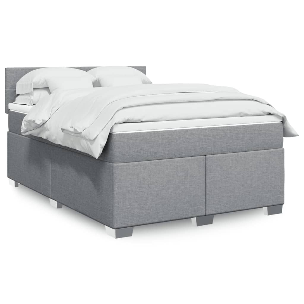 vidaXL Boxspring met matras stof lichtgrijs 90x200 cm