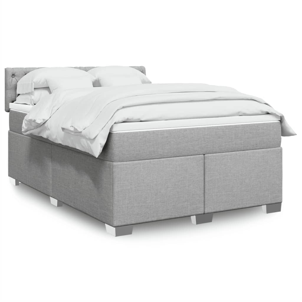 vidaXL Boxspring met matras stof lichtgrijs 90x200 cm