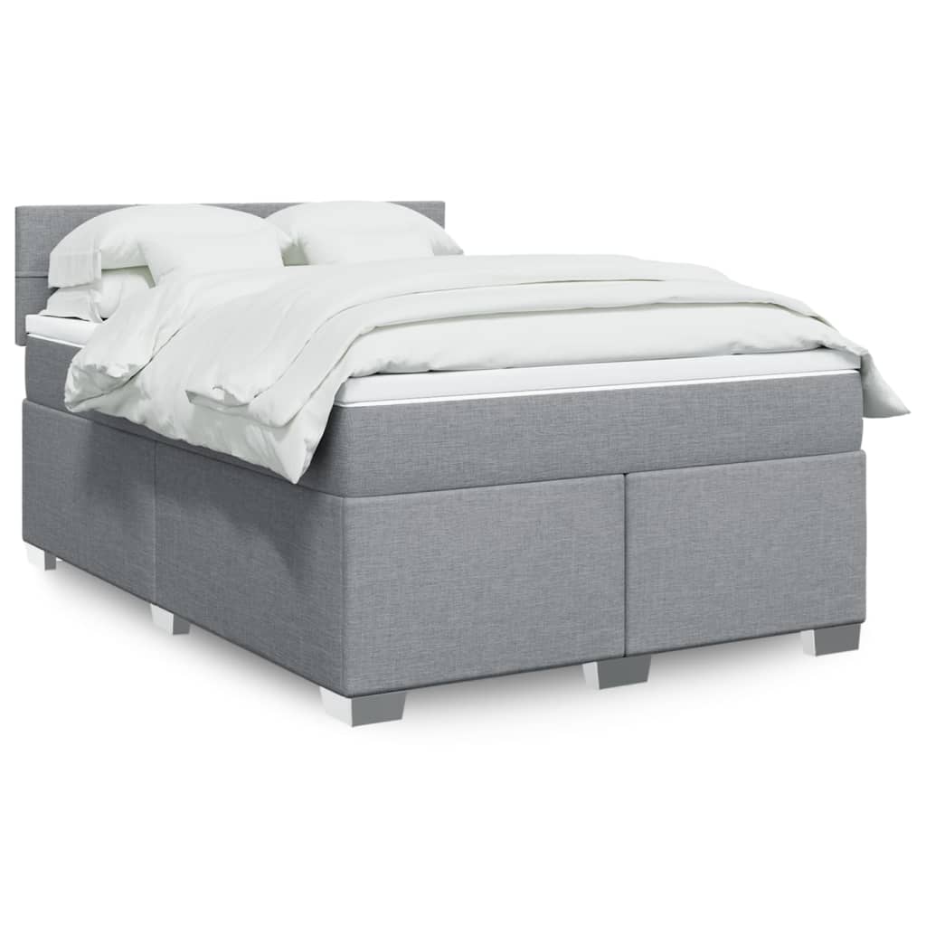 vidaXL Boxspring met matras stof lichtgrijs 90x200 cm