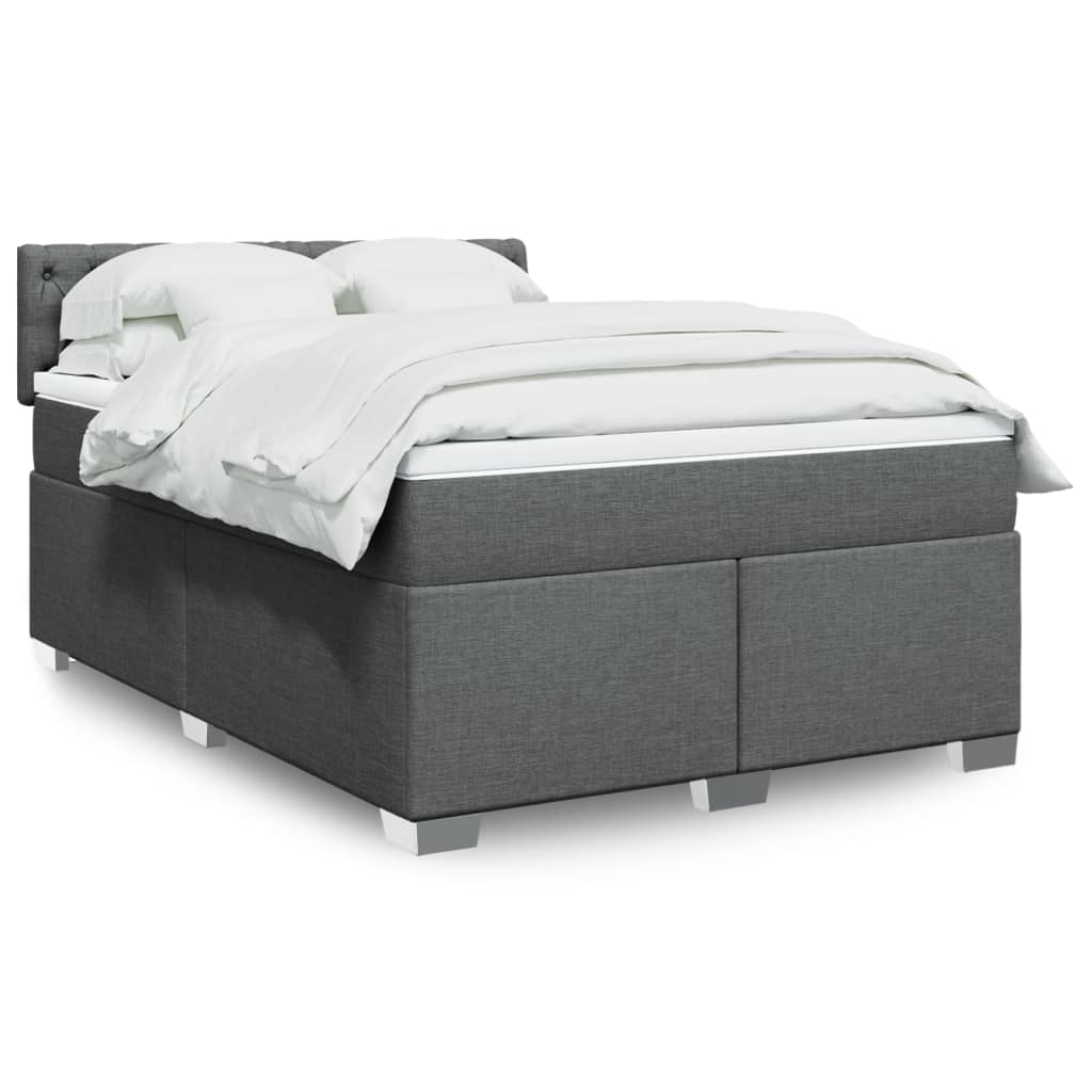 vidaXL Boxspring met matras stof lichtgrijs 90x200 cm