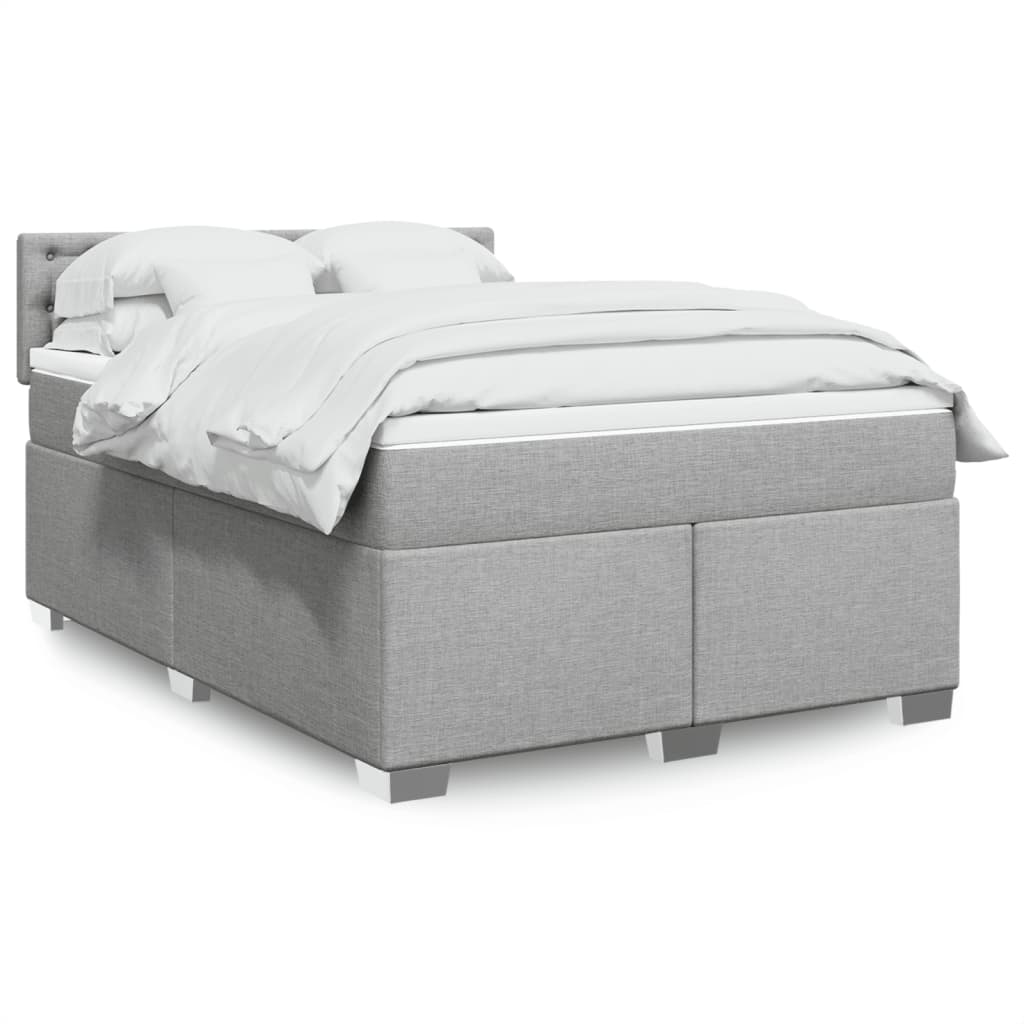 vidaXL Boxspring met matras stof lichtgrijs 90x200 cm