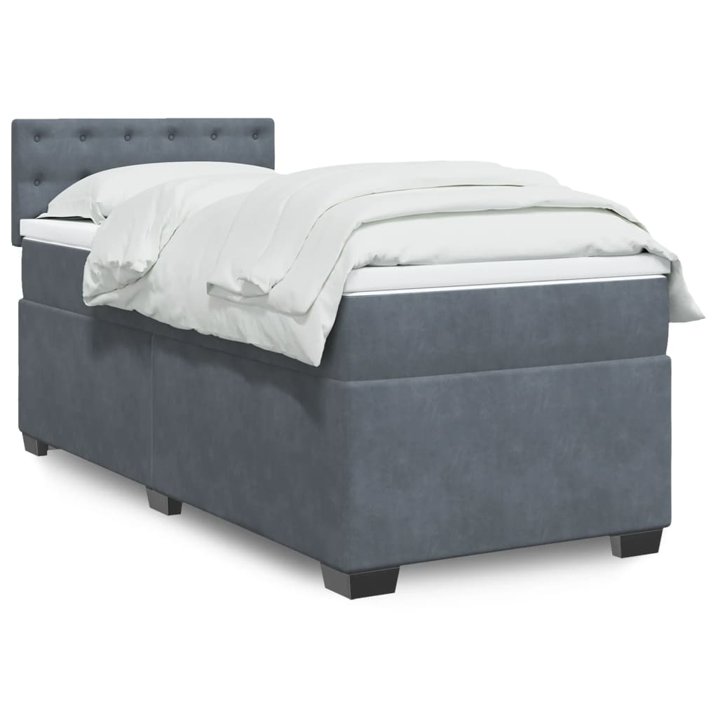 vidaXL Boxspring met matras fluweel donkergrijs 200x200 cm